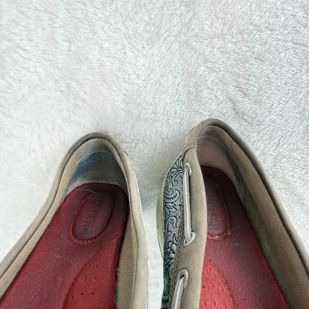 Sperry Top Sider Angelfish Boat Shoe Women 8 Brown Leather Metallic Panel Preppy